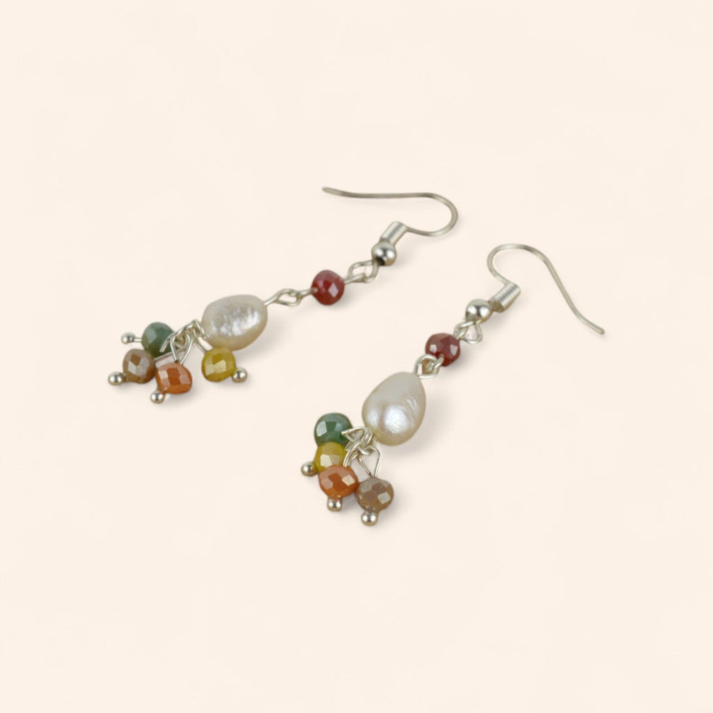 Boucles d'oreilles Perle d'eau douce et cristal multicolores  Boucles d'Oreilles Jethyka