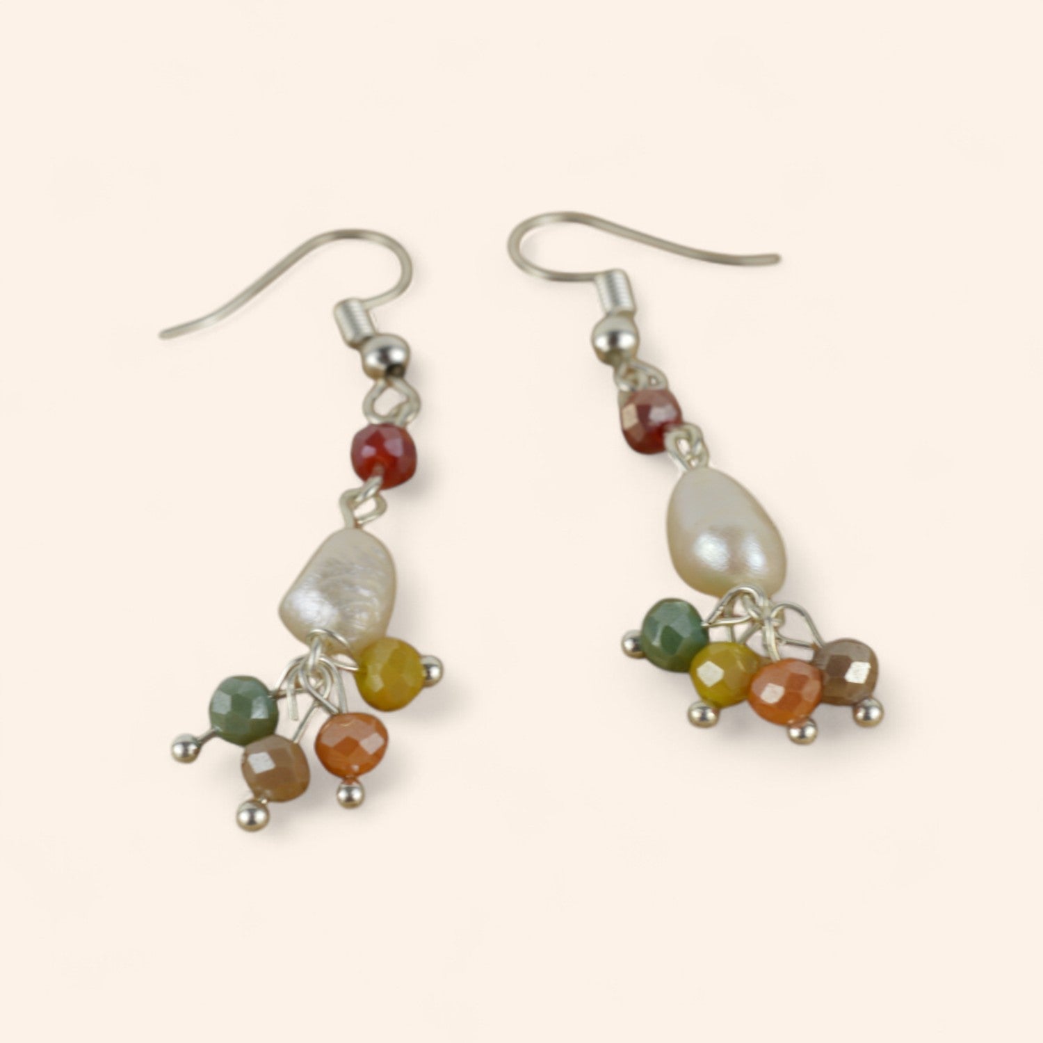 Boucles d'oreilles Perle d'eau douce et cristal multicolores  Boucles d'Oreilles Jethyka