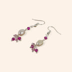 Boucles d'oreilles perle d'eau douce et perles cristal rose  Boucles d'Oreilles Jethyka