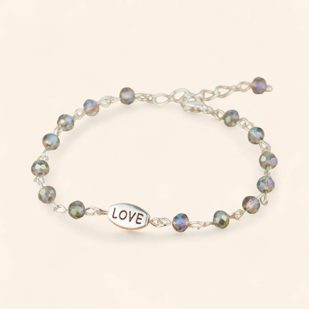 Bracelet Love en perles cristal Gris bleuté  Bracelet Jethyka