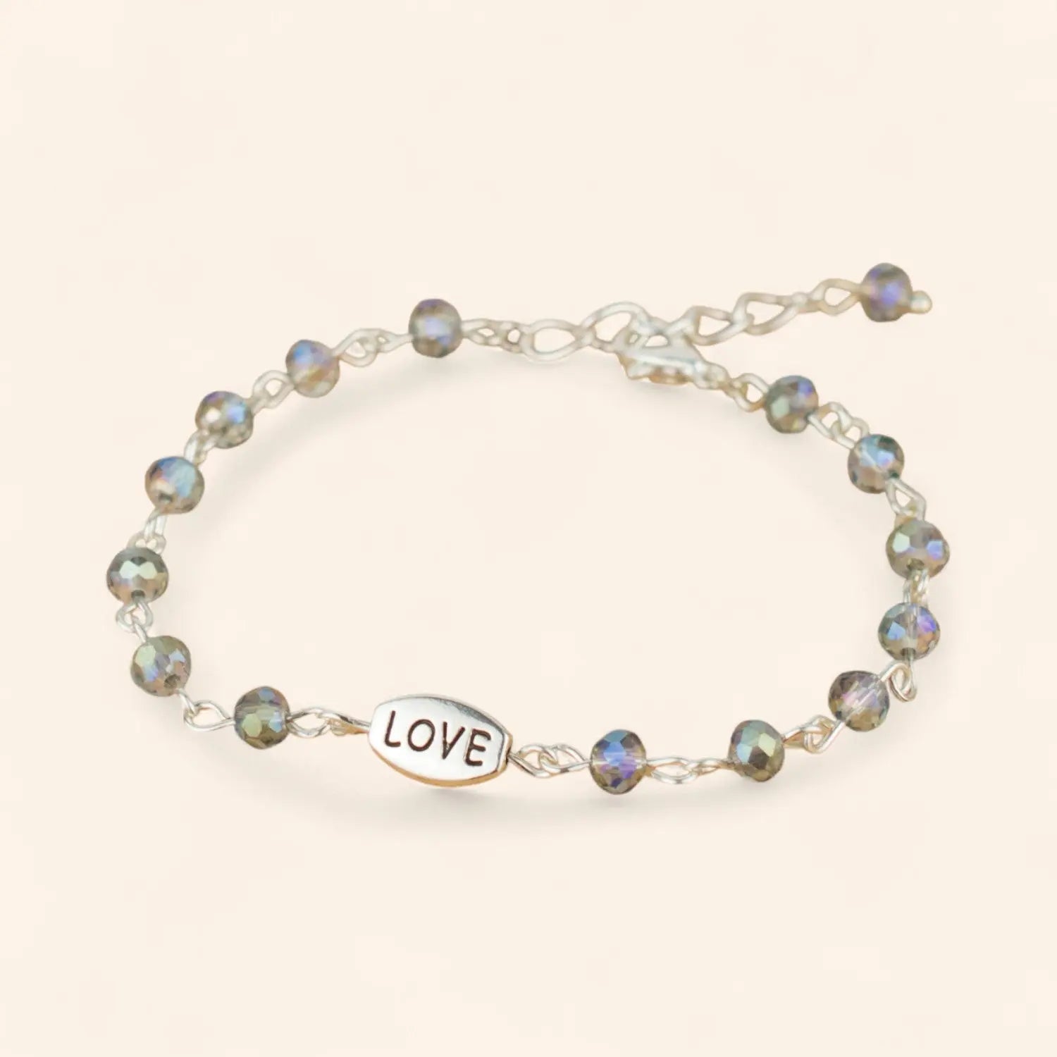 Bracelet Love en perles cristal Gris bleuté  Bracelet Jethyka