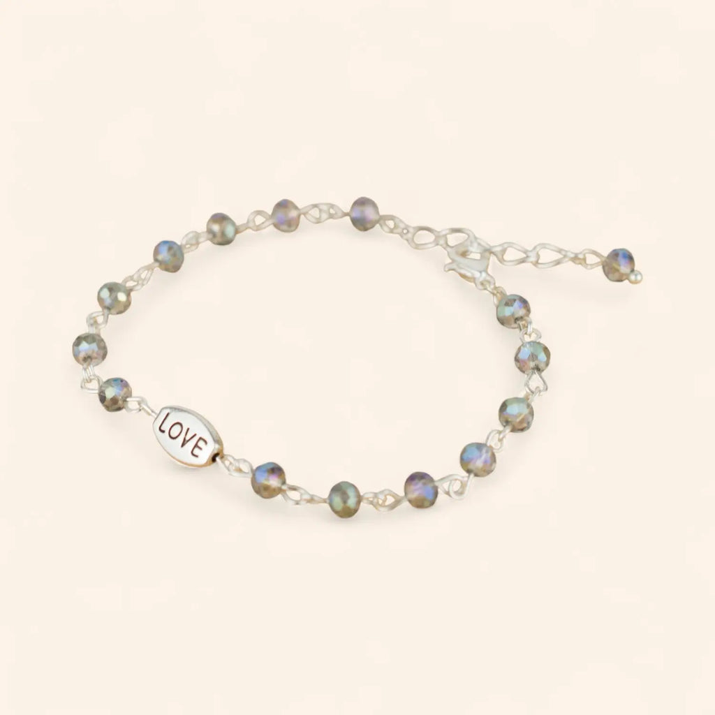 Bracelet Love en perles cristal Gris bleuté  Bracelet Jethyka