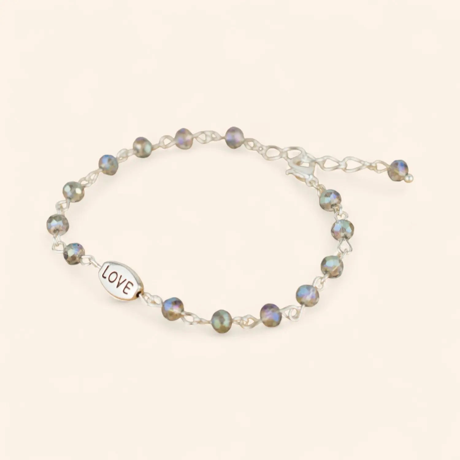 Bracelet Love en perles cristal Gris bleuté  Bracelet Jethyka