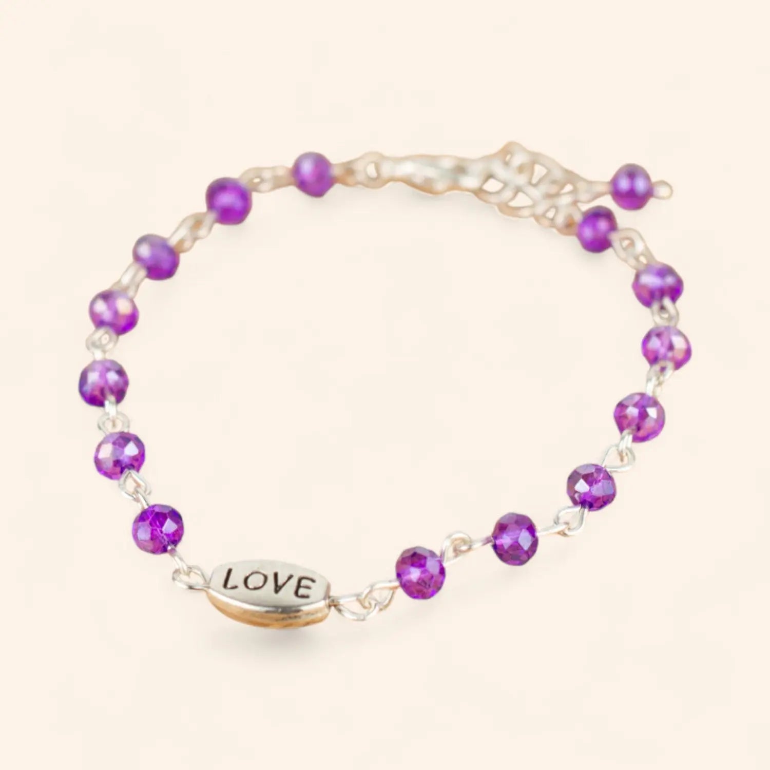 Bracelet Love en perles cristal Violettes  Bracelet Jethyka