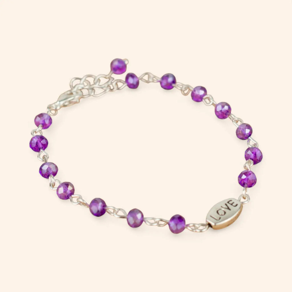 Bracelet Love en perles cristal Violettes  Bracelet Jethyka