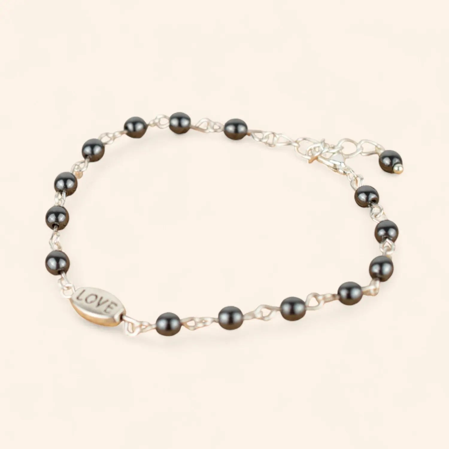 Bracelet Love en pierres naturelles Hématite  Bracelet Jethyka