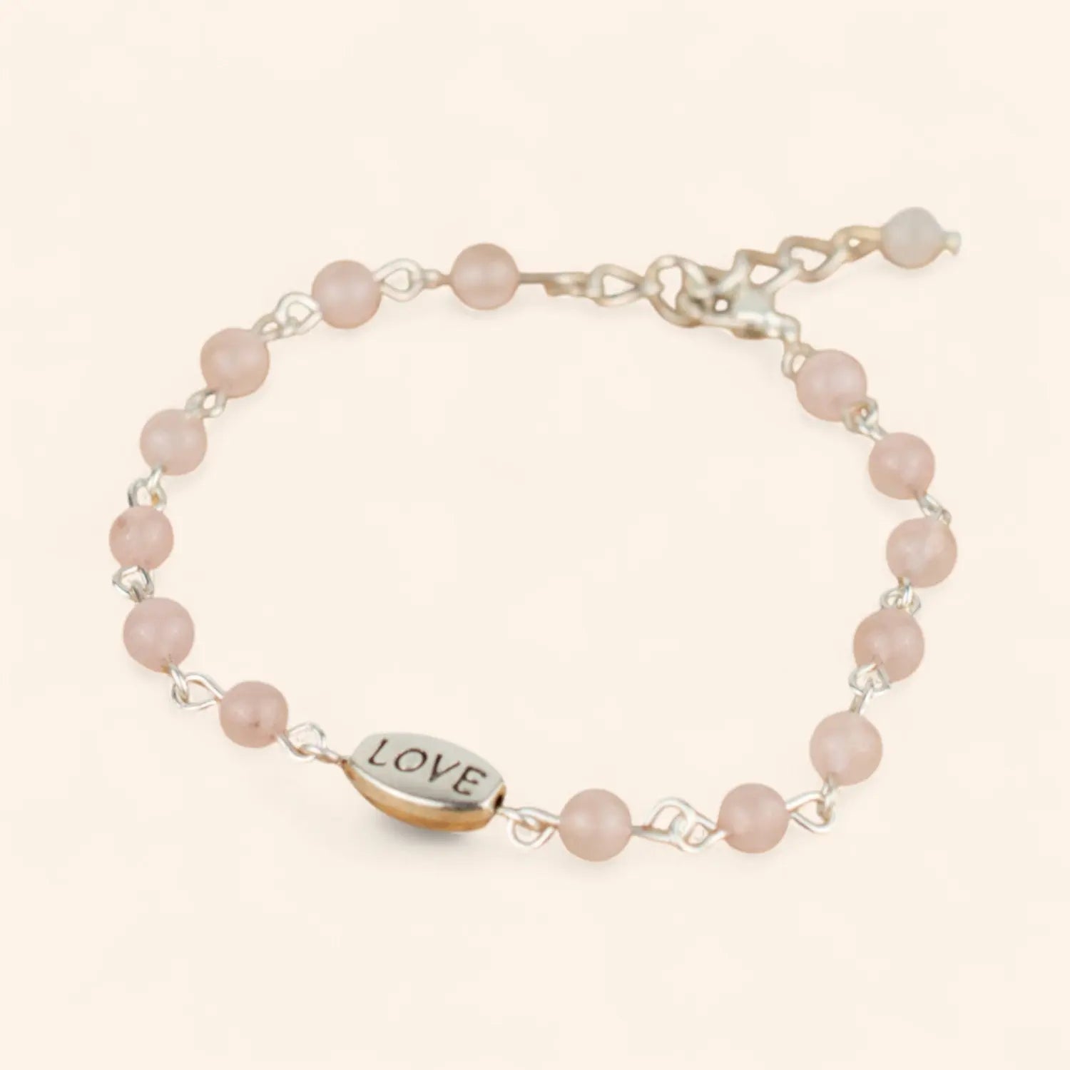 Bracelet Love en pierres naturelles Quartz Rose  Bracelet Jethyka