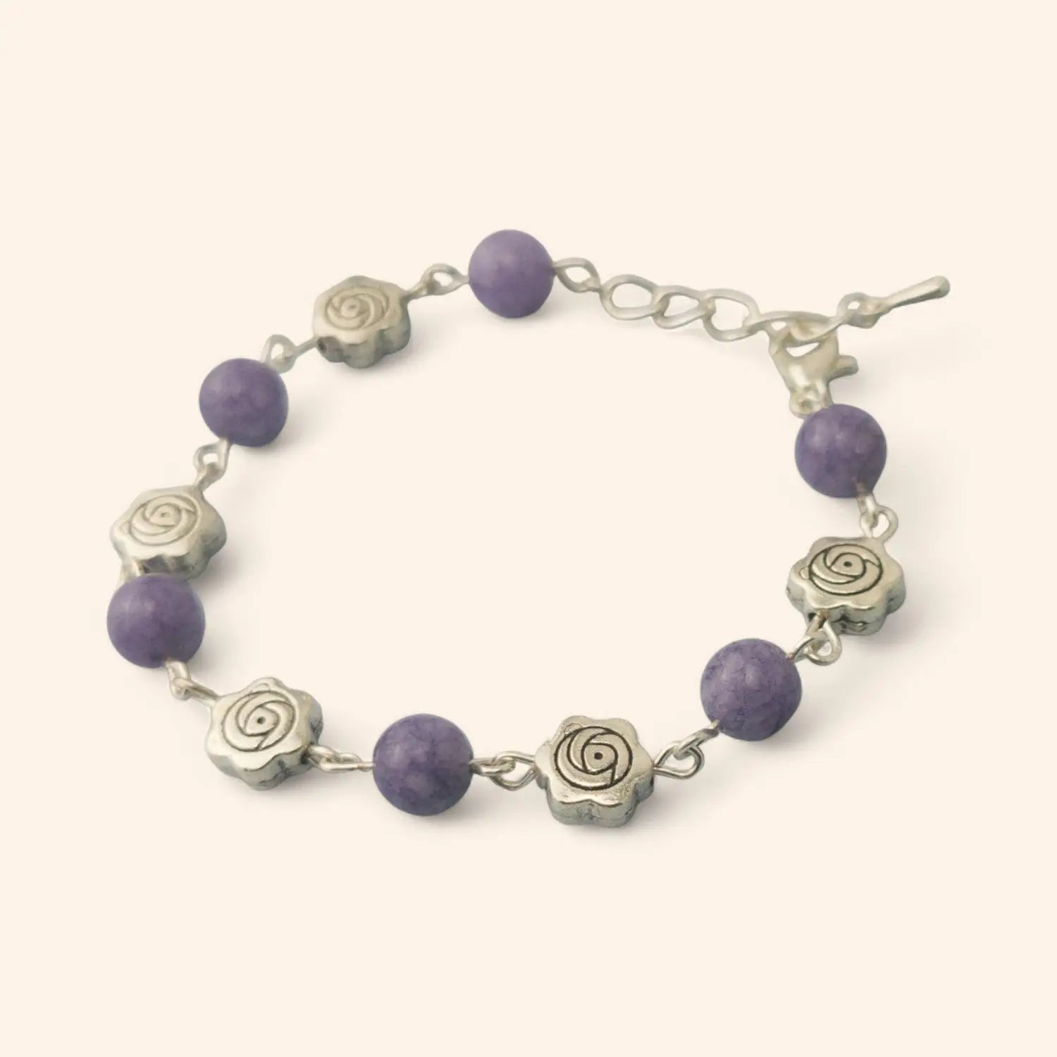 Bracelet en Pierres Naturelles Angélite et Perles Roses  Bracelet Jethyka