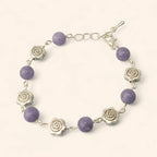 Bracelet en Pierres Naturelles Angélite et Perles Roses  Bracelet Jethyka
