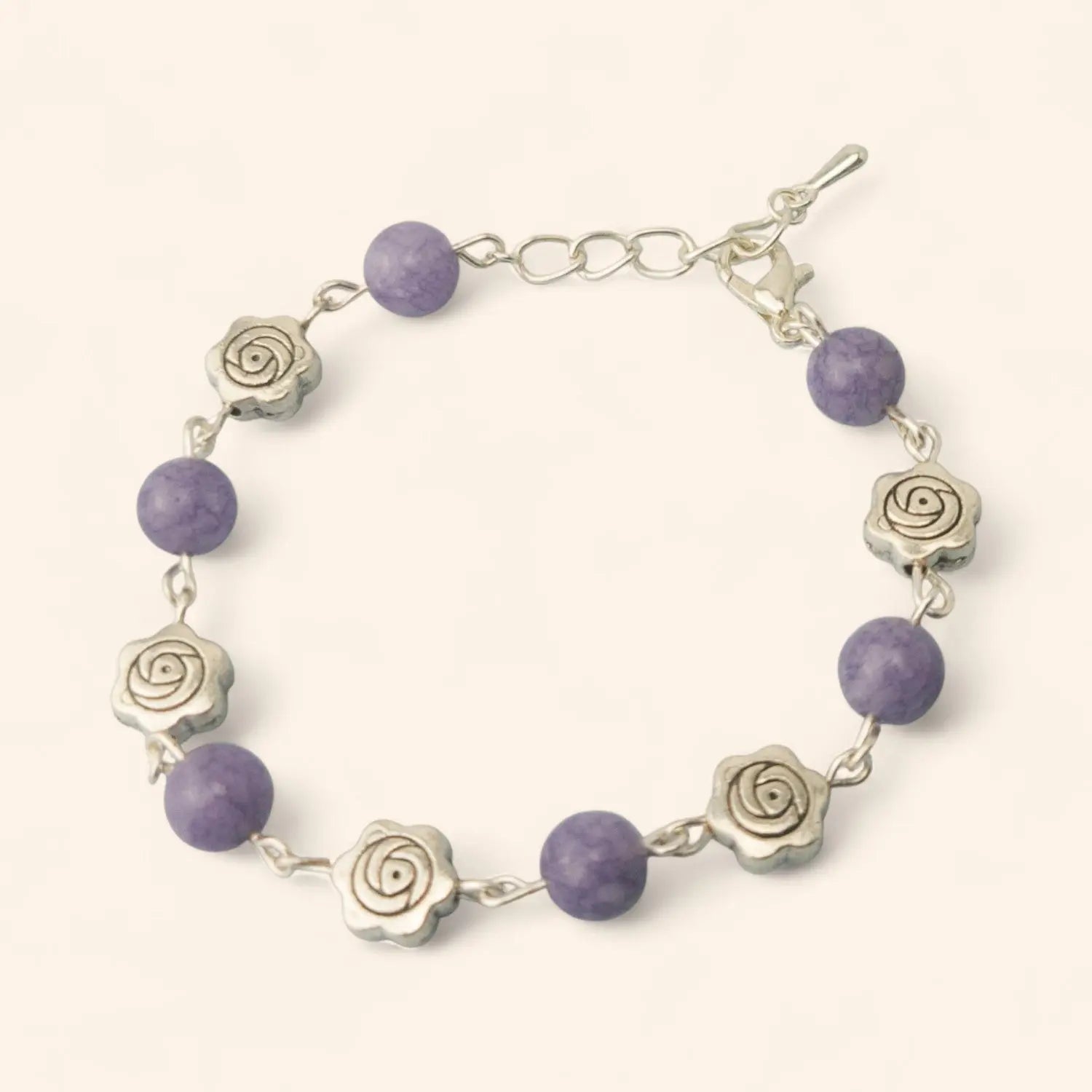 Bracelet en Pierres Naturelles Angélite et Perles Roses  Bracelet Jethyka