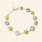 Bracelet en Pierres Naturelles Jade et Perles Roses  Bracelet Jethyka
