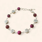 Bracelet en Pierres Naturelles Œil de Tigre Rose et Perles Roses  Bracelet Jethyka