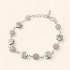 Bracelet en Pierres Naturelles Quartz Rose et Perles Roses  Bracelet Jethyka