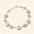 Bracelet en Pierres Naturelles Quartz Rose et Perles Roses  Bracelet Jethyka