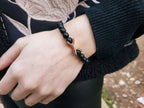 Bracelet étreinte en pierres naturelles Agate noire matte  Bracelet Jethyka