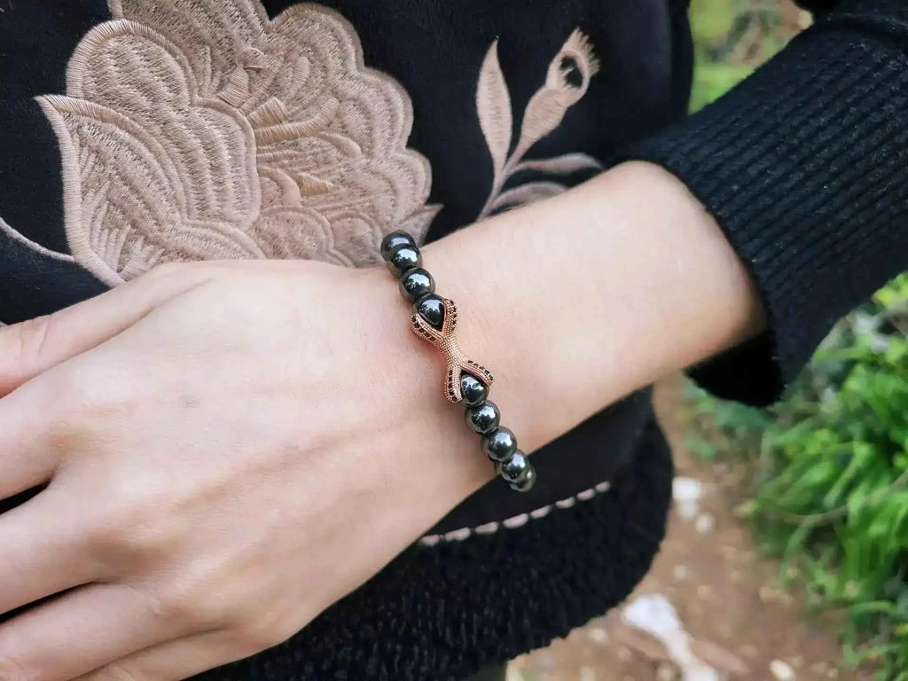 Bracelet étreinte en pierres naturelles Hématite
