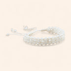 Bracelet Macramé Fait Main avec Perles Cristal Blanches  Bracelet Jethyka