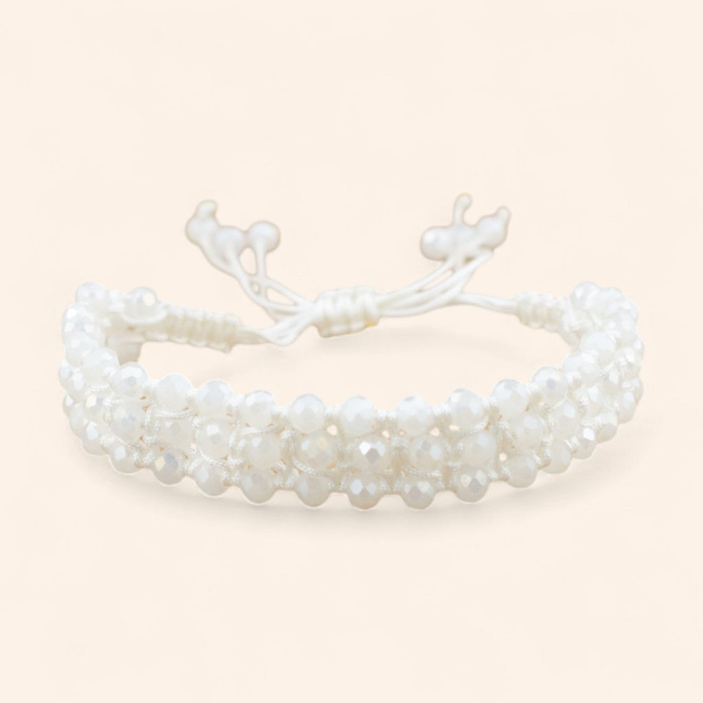 Bracelet Macramé Fait Main avec Perles Cristal Blanches  Bracelet Jethyka