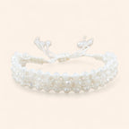 Bracelet Macramé Fait Main avec Perles Cristal Blanches  Bracelet Jethyka