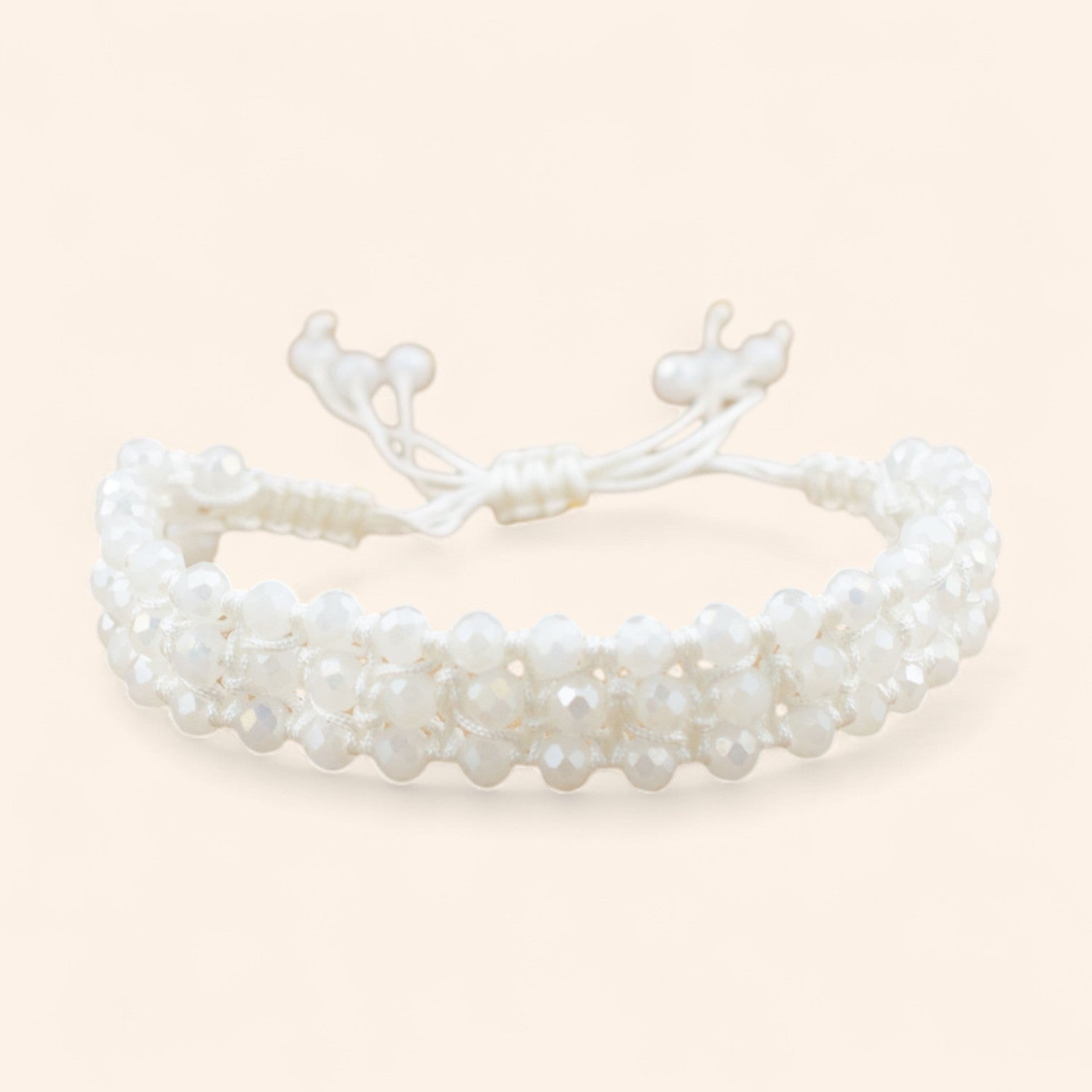 Bracelet Macramé Fait Main avec Perles Cristal Blanches  Bracelet Jethyka