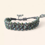 Bracelet Macramé Fait Main avec Perles Cristal Grises  Bracelet Jethyka