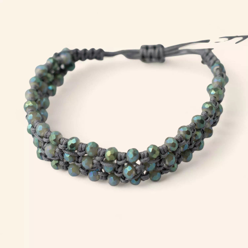 Bracelet Macramé Fait Main avec Perles Cristal Grises  Bracelet Jethyka