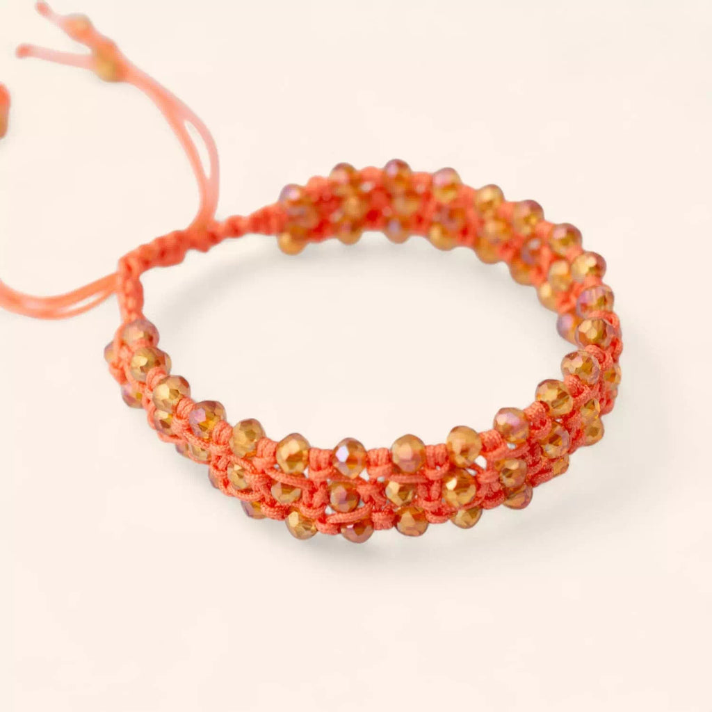 Bracelet Macramé Fait Main avec Perles Cristal Oranges  Bracelet Jethyka
