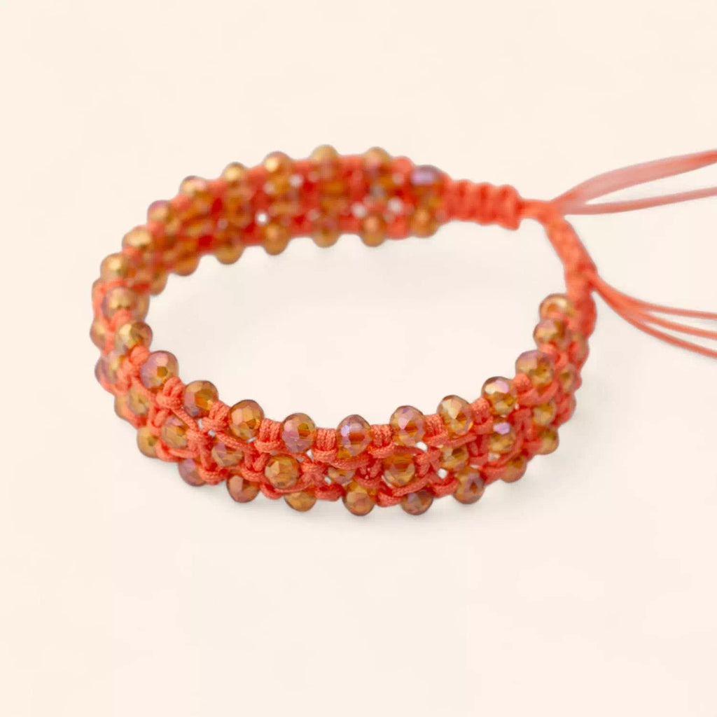 Bracelet Macramé Fait Main avec Perles Cristal Oranges  Bracelet Jethyka