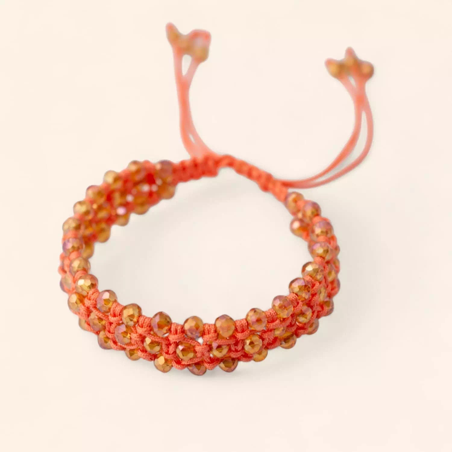 Bracelet Macramé Fait Main avec Perles Cristal Oranges  Bracelet Jethyka