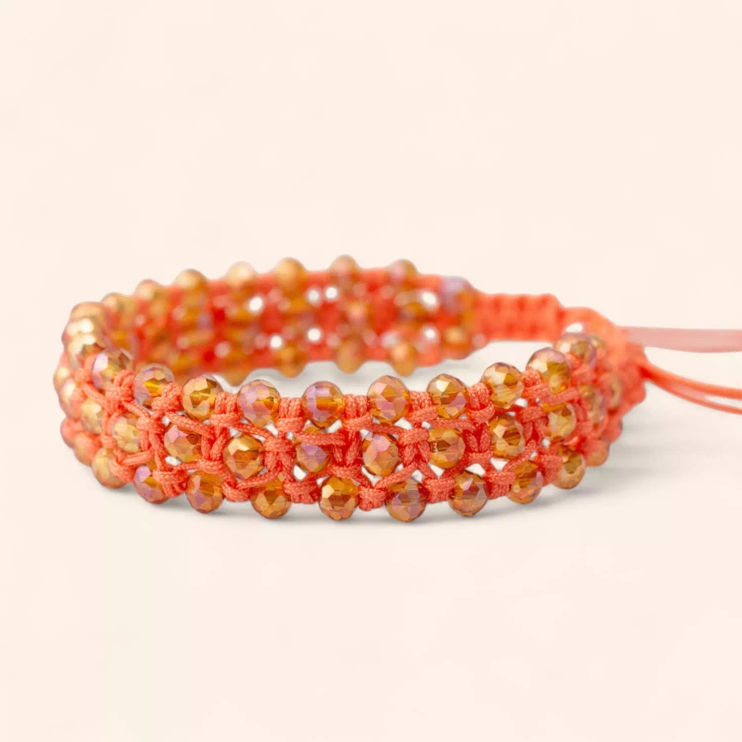 Bracelet Macramé Fait Main avec Perles Cristal Oranges  Bracelet Jethyka