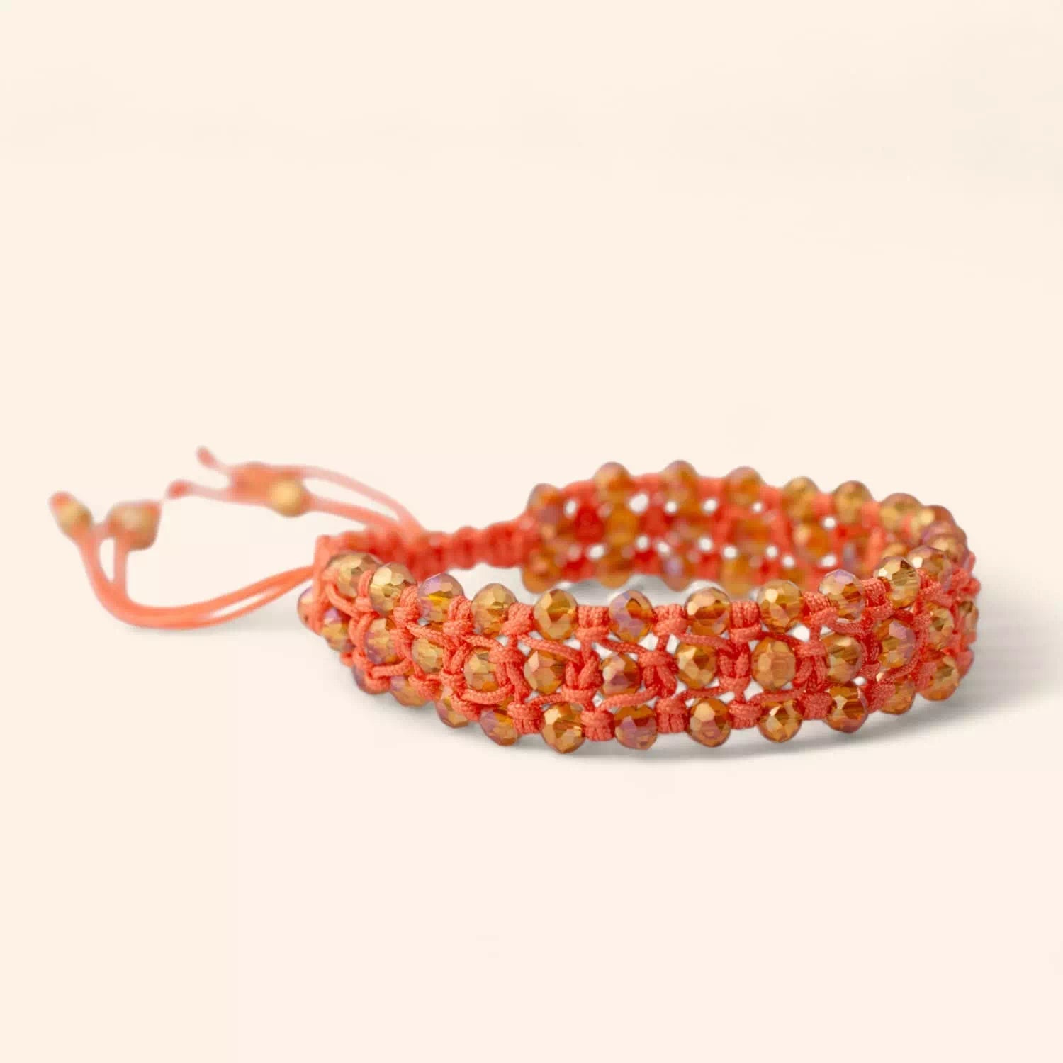 Bracelet Macramé Fait Main avec Perles Cristal Oranges  Bracelet Jethyka