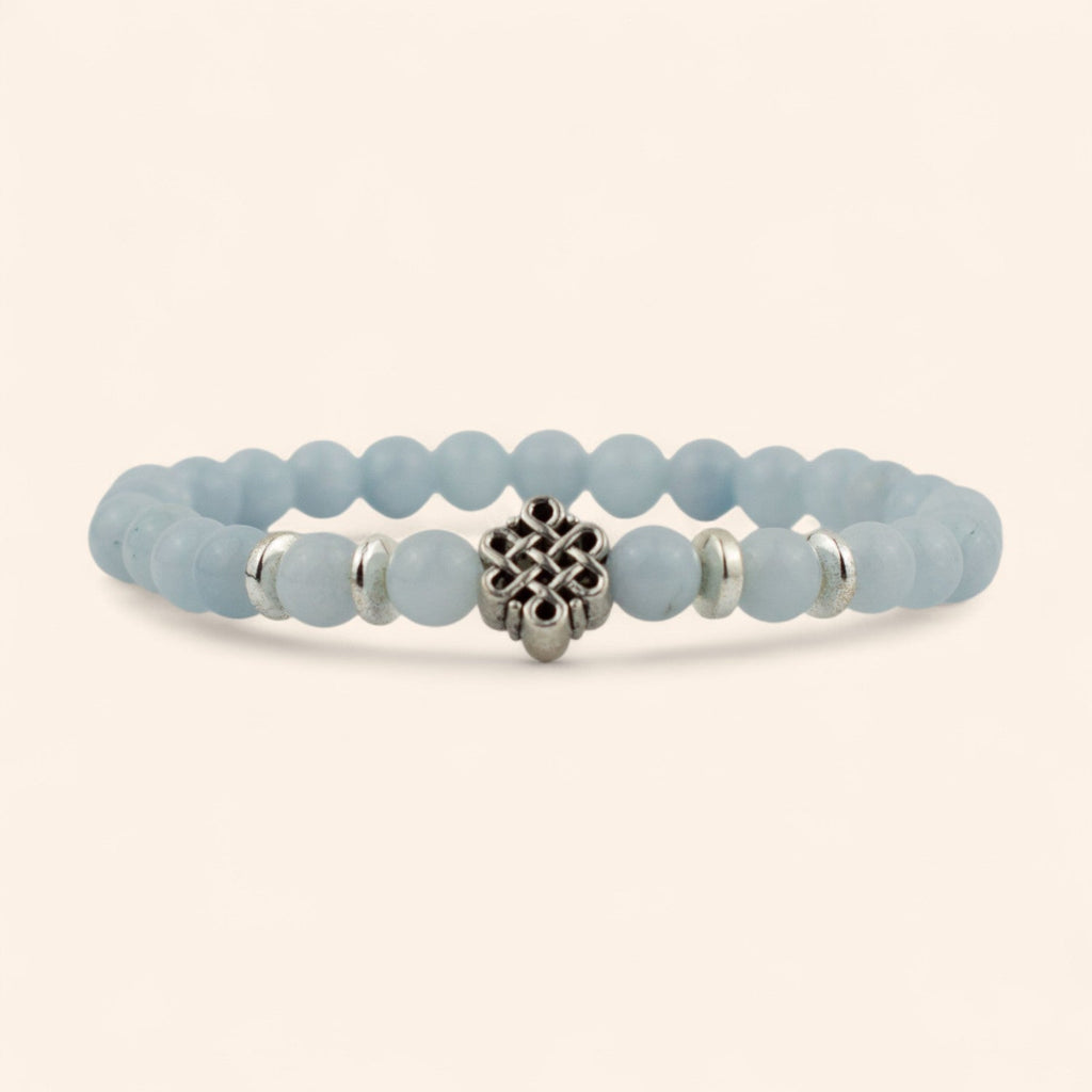 Bracelet en Pierres Naturelles Aigue-Marine et Nœud Celtique  Bracelet Jethyka