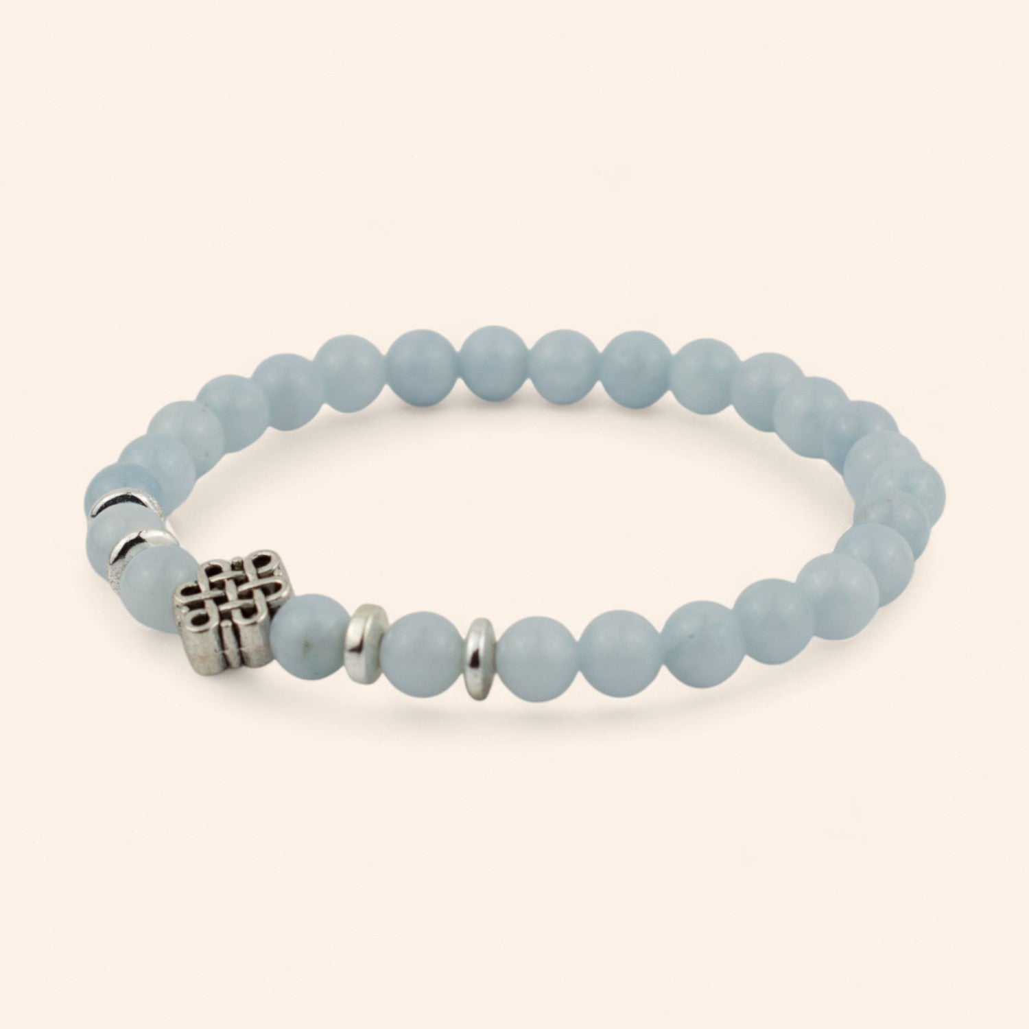 Bracelet en Pierres Naturelles Aigue-Marine et Nœud Celtique  Bracelet Jethyka
