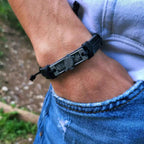 Bracelet Tortue en Cuir Noir