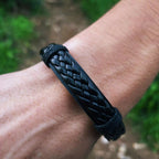 Bracelet homme en Cuir noir tressé  Bracelet Jethyka