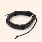 Bracelet homme en Cuir noir tressé  Bracelet Jethyka