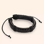 Bracelet homme en Cuir noir tressé  Bracelet Jethyka