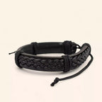 Bracelet homme en Cuir noir tressé  Bracelet Jethyka