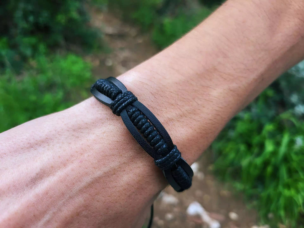 Bracelet Homme en Cuir noir Jethyka Bracelet Jethyka