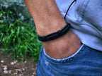 Bracelet Homme en Cuir noir Jethyka Bracelet Jethyka