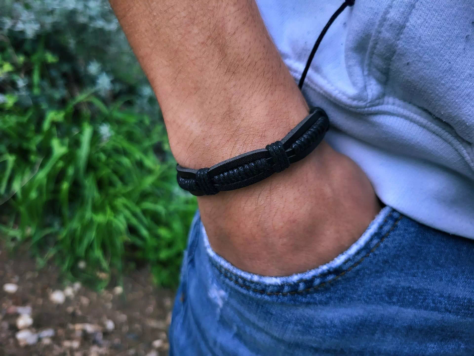 Bracelet Homme en Cuir noir Jethyka Bracelet Jethyka