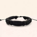 Bracelet Homme en Cuir noir  Bracelet Jethyka