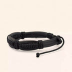 Bracelet Homme en Cuir noir  Bracelet Jethyka