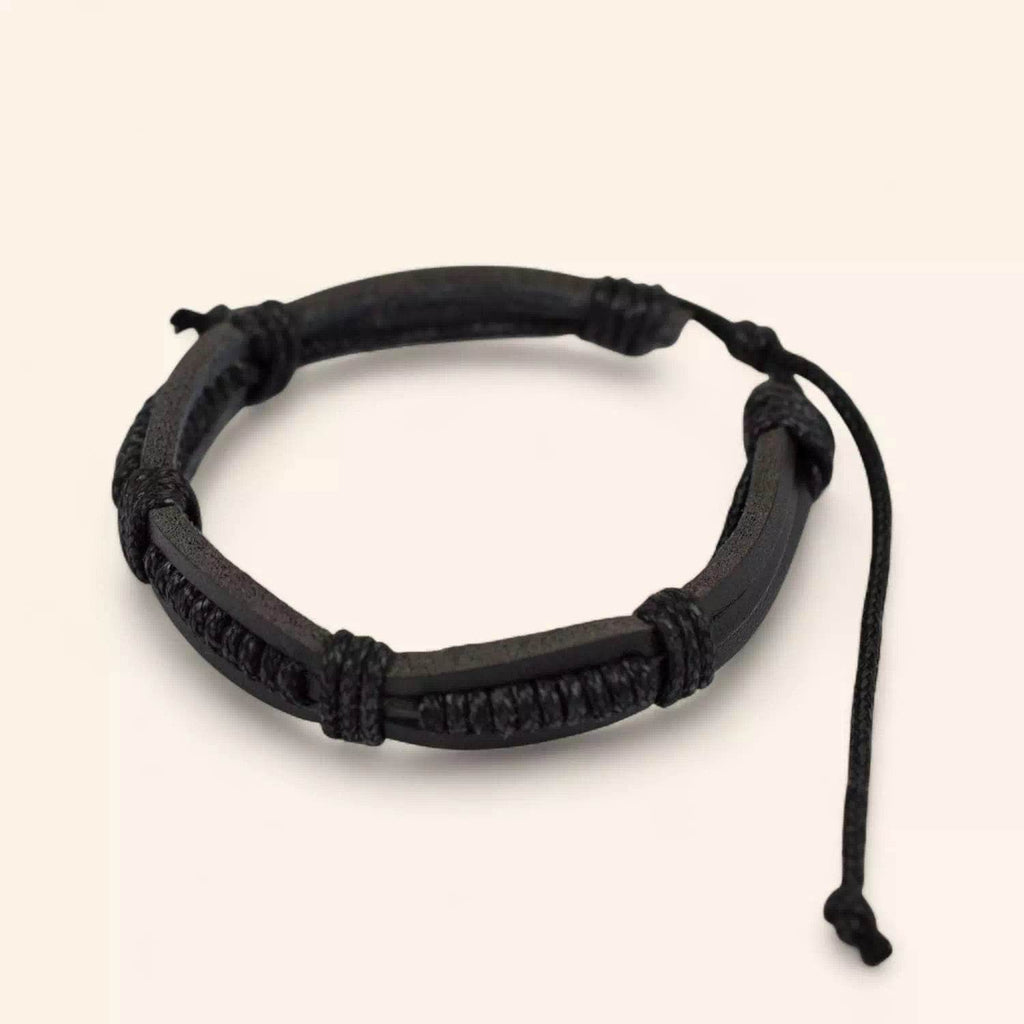 Bracelet Homme en Cuir noir  Bracelet Jethyka