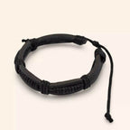 Bracelet Homme en Cuir noir  Bracelet Jethyka