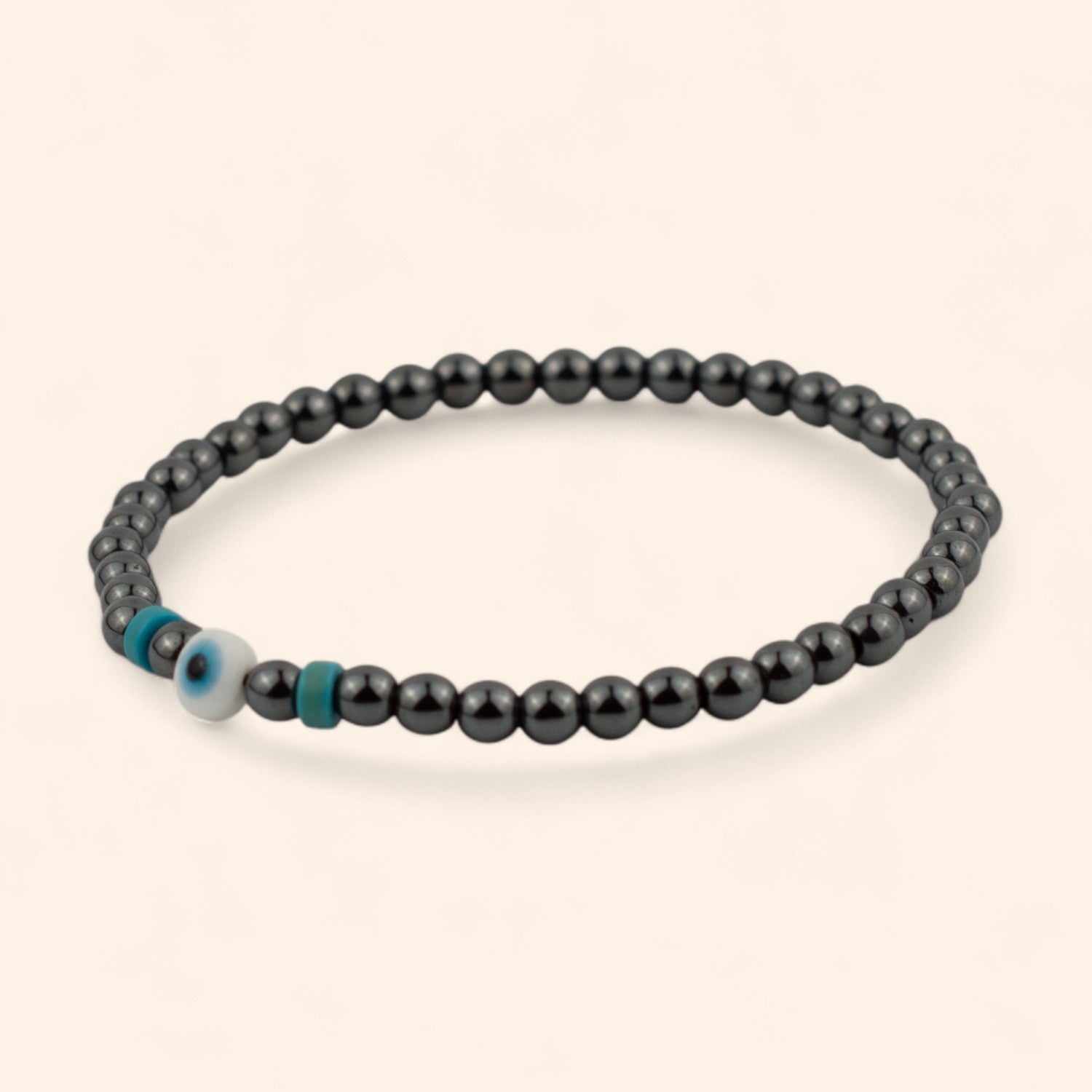 Bracelet Pierres Naturelles Hématite et Perle Œil Protecteur  Bracelet Jethyka