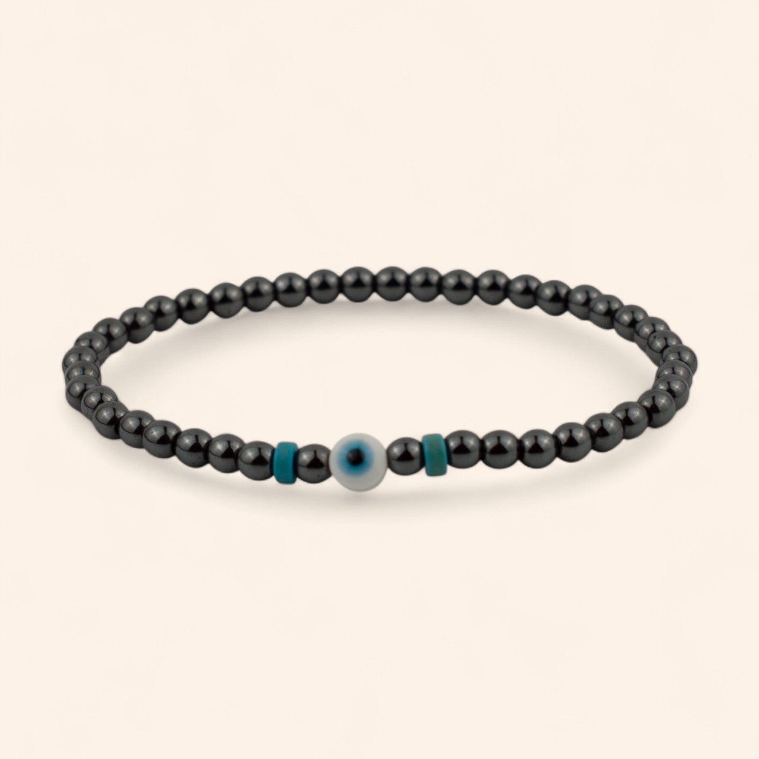 Bracelet Pierres Naturelles Hématite et Perle Œil Protecteur  Bracelet Jethyka