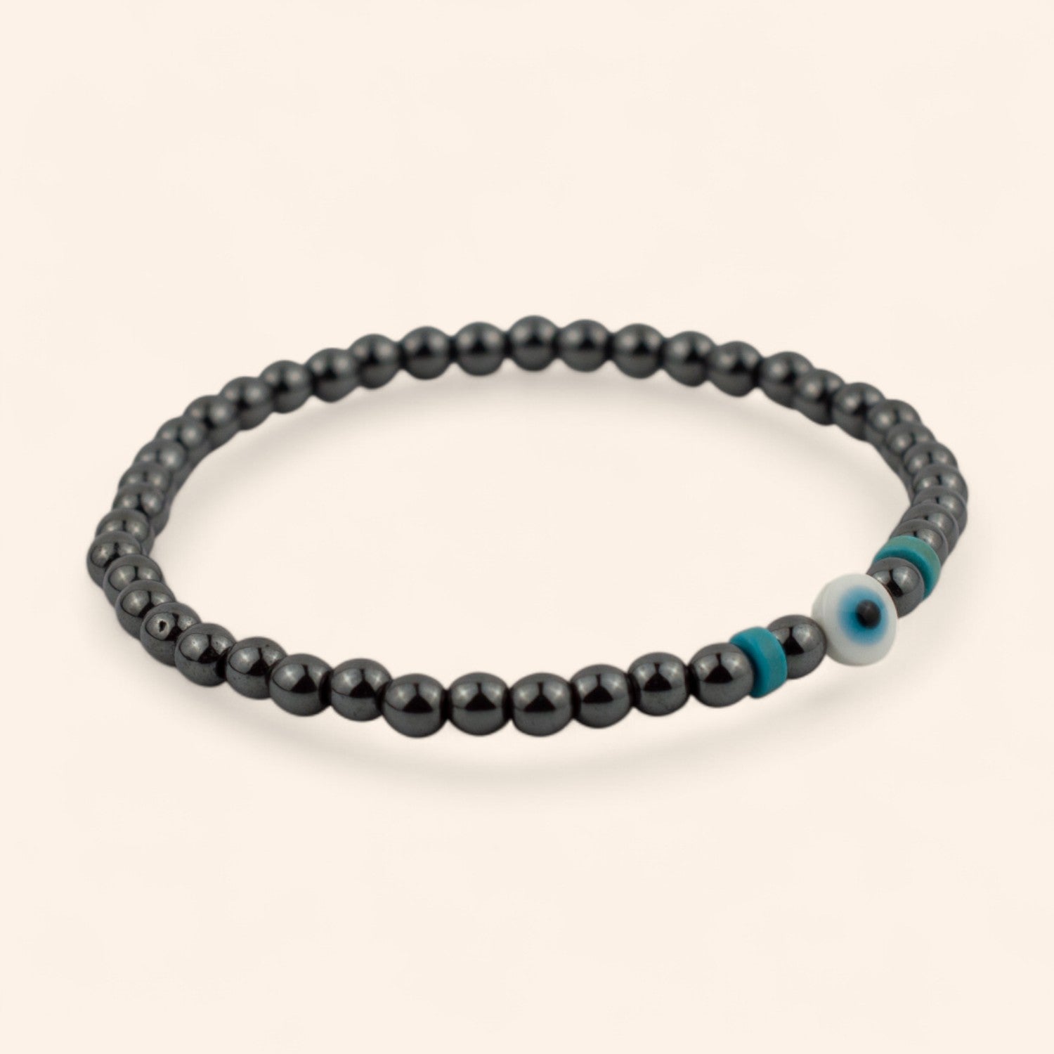Bracelet Pierres Naturelles Hématite et Perle Œil Protecteur  Bracelet Jethyka