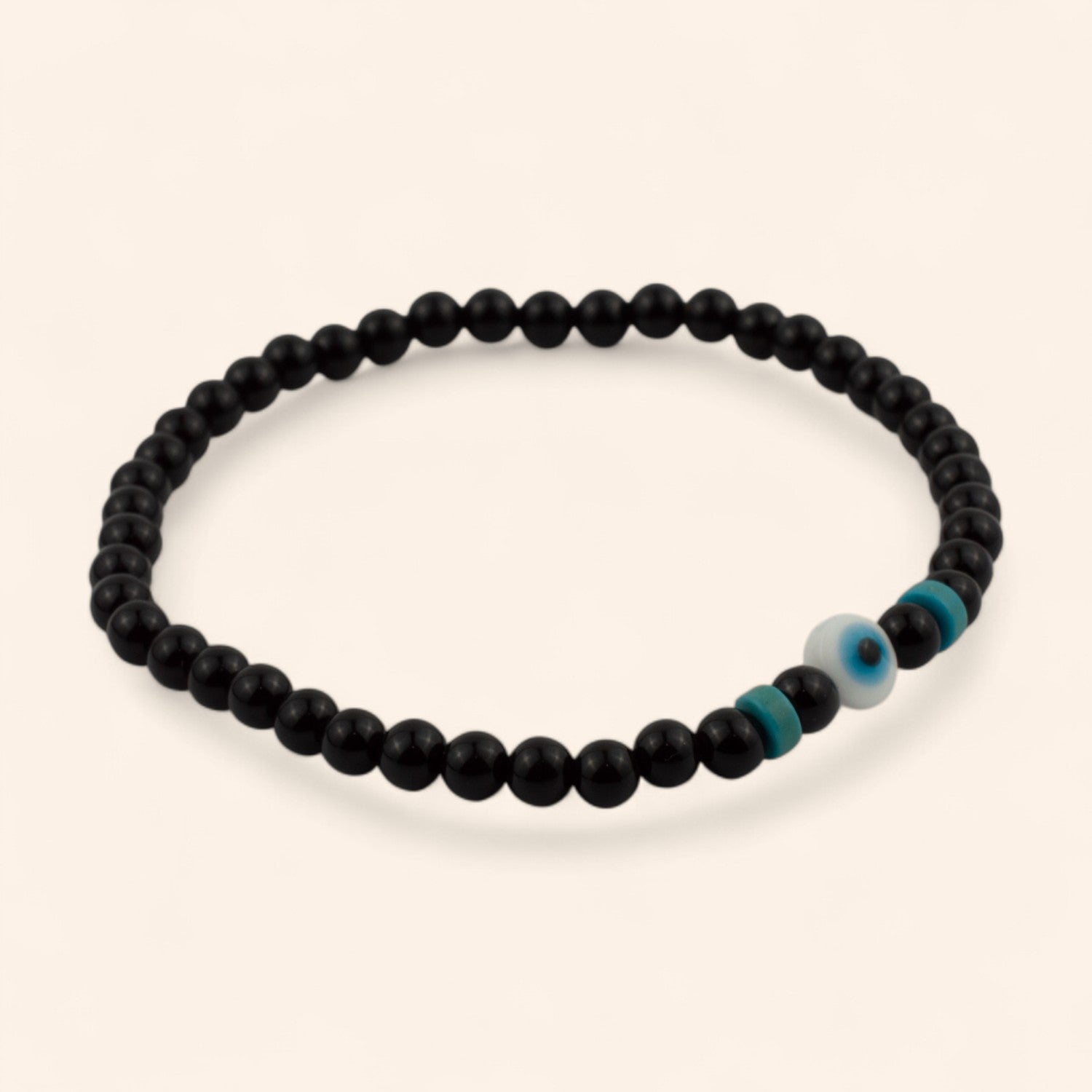 Bracelet Pierres Naturelles Onyx et Perle Œil Protecteur  Bracelet Jethyka