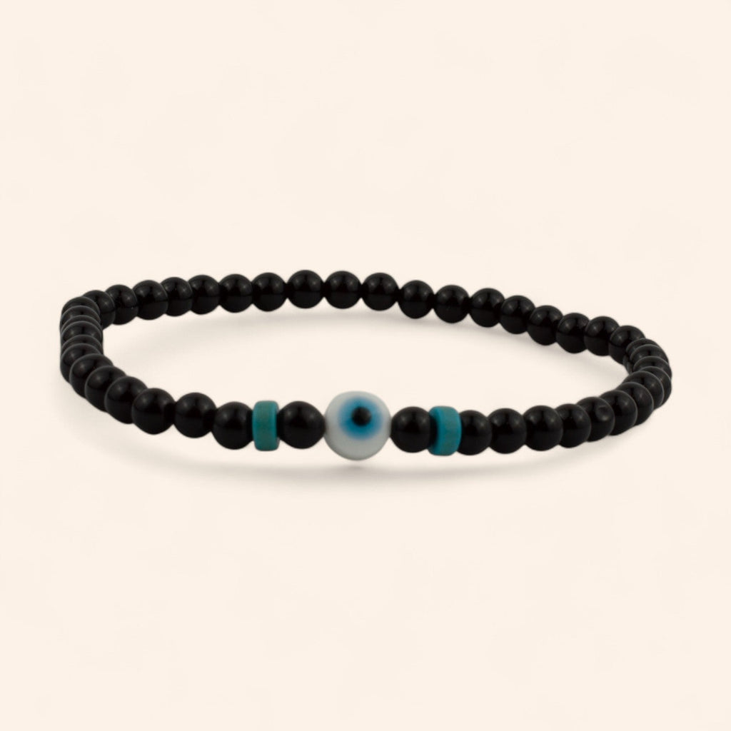 Bracelet Pierres Naturelles Onyx et Perle Œil Protecteur  Bracelet Jethyka
